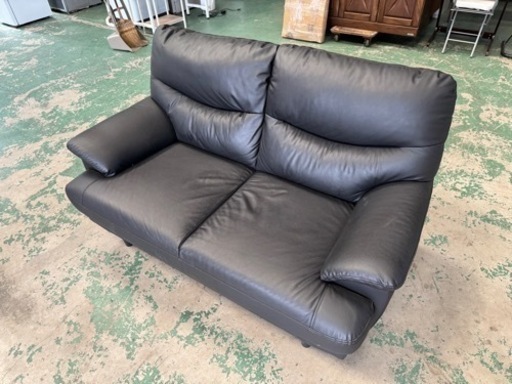 決まりました☆綺麗な中古品☆２人がけソファー☆合皮☆ブラック☆