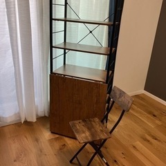 【椅子付き】オープンシェルフ テーブル付き収納棚 の画像