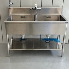 マルゼン2槽シンク 900x450x800(+100) ① マルゼン 二槽シンク900×450×800(ホース付) BS2-094 1台 465