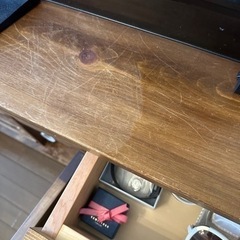 アンティーク風　天然木　プリンターも入るハイタイプテレビ台　キャビネットの画像
