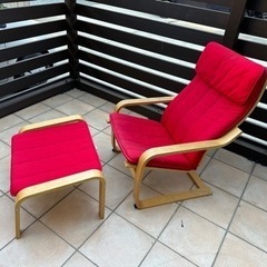 IKEA ポエング オットマン付き