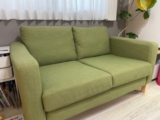 【IKEA】2人掛ソファ グリーン W141 D90 H80