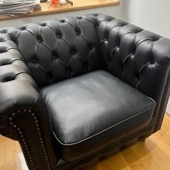［良品］VINCENTヴィンセント チェスターフィールドソファ 1人掛けの画像