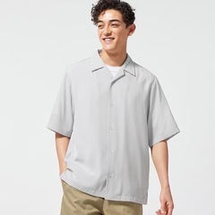 ジーユー オープンカラーシャツ(5分袖) 02 LIGHT GRAY Mサイズの画像