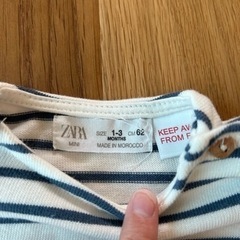 zara  ボーダーベビー服　1〜3M  62cmの画像