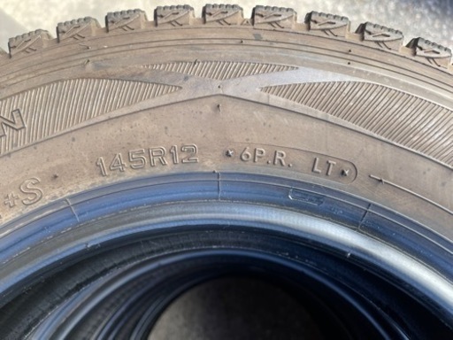 924-1)工賃込！145R12 6PR ダンロップスタッドレス中古4本セット！18年製WM01