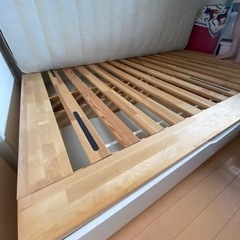IKEA ダブルべッド　収納付き　マットレス　