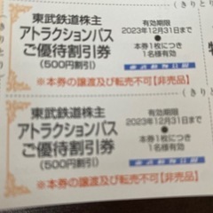 【6枚】東武動物公園入場券　アトラクションパス優待割引券　6名 の画像