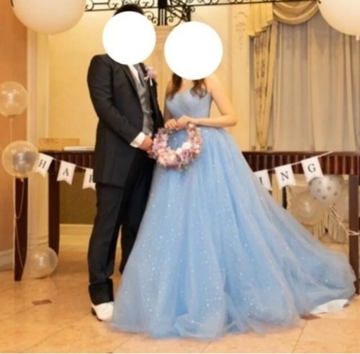 カラードレス　ウェディング　シンデレラ風　ブルードレス　ウェディングドレス