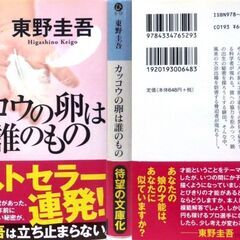 【文庫古本】東野圭吾「カッコウの卵は誰のもの(初版１刷・帯付き)」・・・ドラマ化。遺伝子の謎や親子の絆を問う。一人娘は彼の実の娘ではなかった・・・の画像