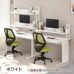 【新品】オフィスデスク 平机 幅1000×奥行700×高さ700mm + 机上ラック ハイタイプ　白