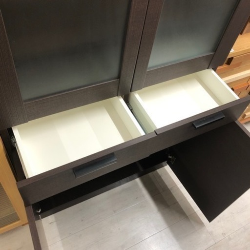食器棚　二枚扉　ダークブラウン【トレファク堺福田店】