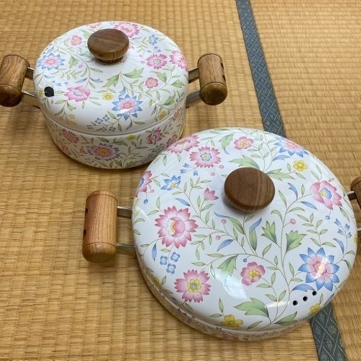 【新品未使用】昭和レトロ　エジリーホーロー鍋セット