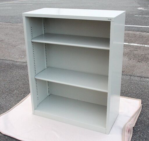PLUS☆オープン書庫☆3段☆在庫2台☆幅88cm☆高さ112cm☆中古品☆オープンラック☆事務収納☆オフィス収納☆G1080【こちらは店舗です。浜村鹿野温泉ICから3分 買取本舗 宮本リサイクル 営業時間9～19時 定休日水曜のみ←連絡できませんm(_ _)m】