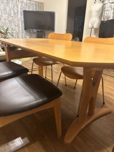 IDC OTSUKA 大塚家具 4人掛け 6人掛け 高級 デザイン コンセント付き ダイニングテーブル チェア 4脚 5点セット 椅子
