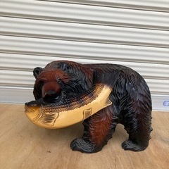 熊　クマ　くま　木彫り　鮭　置物