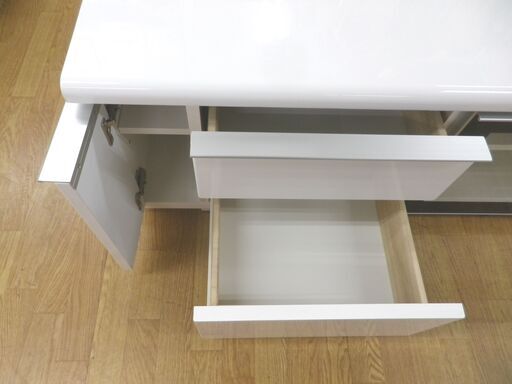 テレビボード 幅165×奥行45×高さ45㎝ ニトリ ローボード パルサー165 ホワイト 白エナメル テレビ台 TVボード TV台 札幌 西岡店