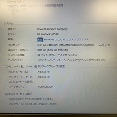 ノ－トパソコン　HP Probook 455 G3の画像