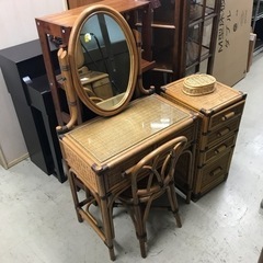 ☆値下げ☆ O2309-962ラタンチェスト　鏡台　サイドチェス...