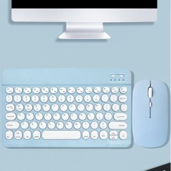ワイヤレス　キーボード　青の画像