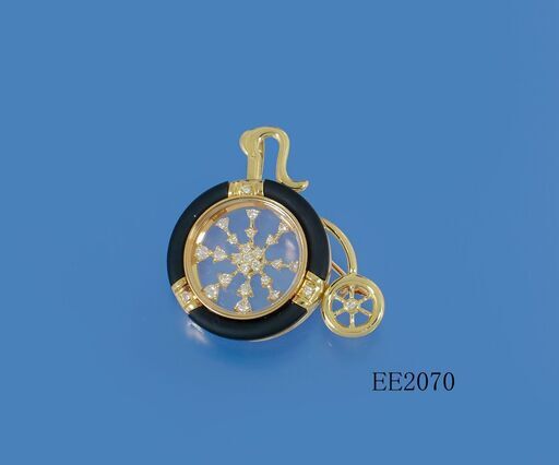 K18YG製 レトロ調 バイスクル ブローチ