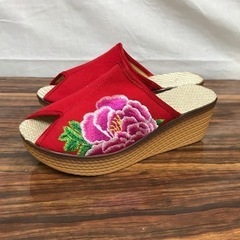 ロ2309-967 花刺繍サンダル① 24.5cm