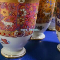 有田焼　鹿窯　金彩　柄違　フリーカップ 5客　セットの画像