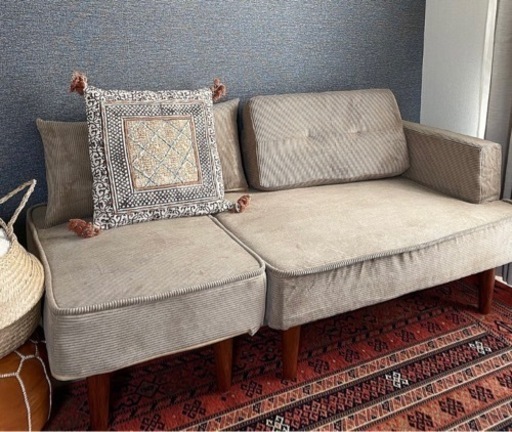 コーデュロイソファ　クッション・オッドマン付き