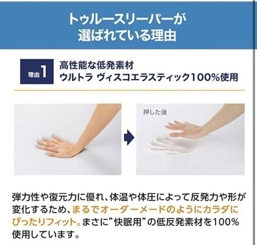 ショップジャパン トゥルースリーパー プレミアケア 低反発 マットレス トッパー セミダブル ホワイト 抗菌 消臭 厚さ5㎝
