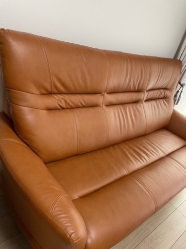 本革　美品　ハイバックソファー