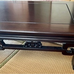 黒檀座卓テーブル、ローテーブル　彫刻脚　アンティーク家具の画像