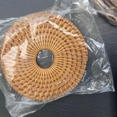 民藝　昭和レトロな竹編みのコースター3枚　夏などに氷コップにどうぞ　未使用品の画像