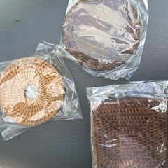 民藝　昭和レトロな竹編みのコースター3枚　夏などに氷コップにどう...