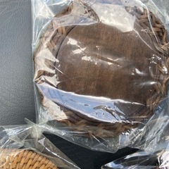 民藝　昭和レトロな竹編みのコースター3枚　夏などに氷コップにどうぞ　未使用品の画像