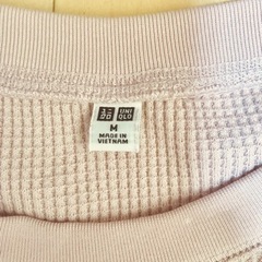 決まりました★UNIQLO ワッフル　カットソー　トップス　ロンT くすみピンクの画像