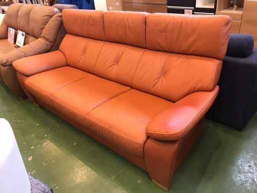【愛品館八千代店】カリモク　本革3人掛ソファ　ZT7303WS