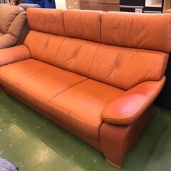 【愛品館八千代店】カリモク　本革3人掛ソファ　ZT7303WS