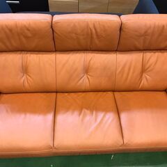 【愛品館八千代店】カリモク　本革3人掛ソファ　ZT7303WSの画像