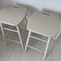 ハイスツール２脚セット 幅34x奥行34x高さ60cm ホワイト...