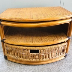 籐　ラタン　回転テレビ台　テレビボード　中古