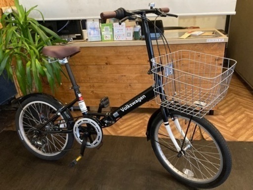 【Volkswagen チェーン新品！】6段変速　20インチ折りたたみ自転車　マットブラック　名古屋プレミアム商品券×金鯱マネー参加店舗