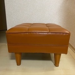 【美品】スツール　オットマン　イス　キャメル　茶色　PVC 合成皮革　アンティーク　オシャレの画像