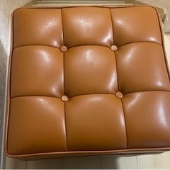 【美品】スツール　オットマン　イス　キャメル　茶色　PVC 合成皮革　アンティーク　オシャレの画像