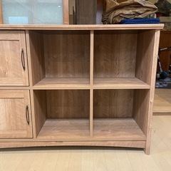 【超美品‼️】定価20,800円♪ 現行モデル 朝日木材加工 115cm幅ストッカー オープンシェルフ 多目的棚 ラック 木目調ブラウン♪の画像