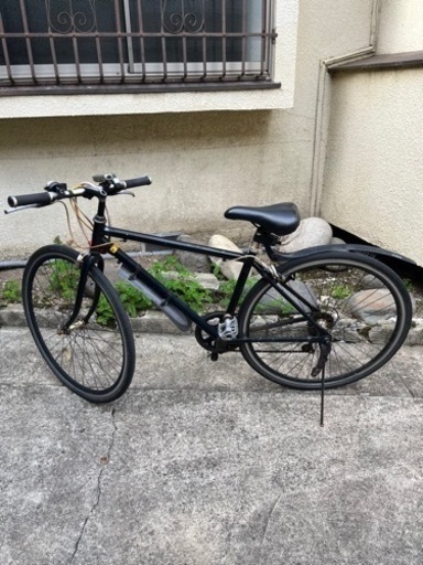 自転車　クロスバイク　黒　タイヤ前後新品交換済み