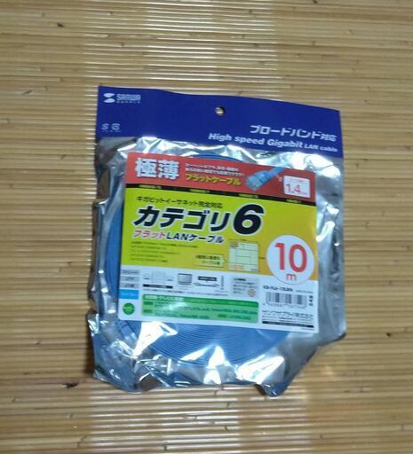 サンワサプライ極薄フラットLANケーブル　 KB-FL6-10LBN