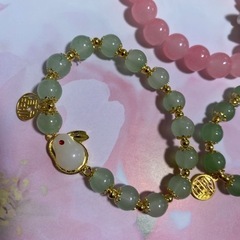 中国 うさぎの数珠ブレスレット 3点セットの画像