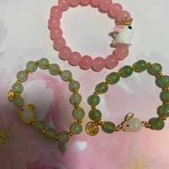 中国 うさぎの数珠ブレスレット 3点セットの画像