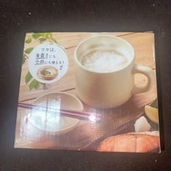【未使用】炊飯器 １合 電子レンジ で ふっくらごはん 陶器 炊飯マグ レシピ付き ホワイトの画像