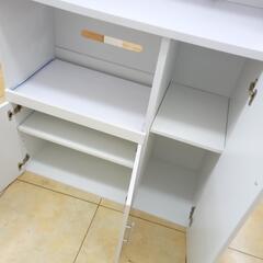 ★ジモティ割あり★  レンジボード ホワイト H180×D41×W90 クリーニング済み OJ2183の画像
